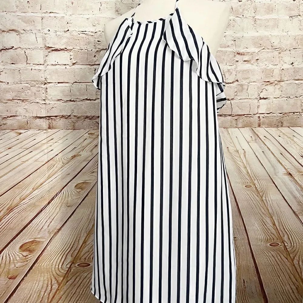 J Crew striped chiffon halter dress